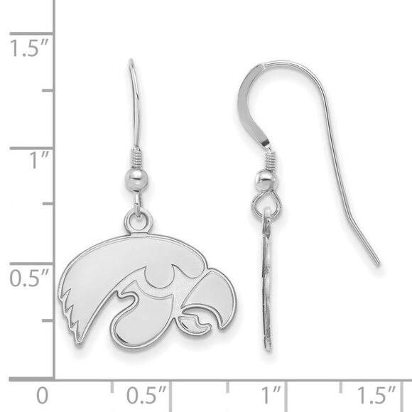 Sterling Silver University of Iowa Small Mascot Dangle Earrings - Picture 2 of 3